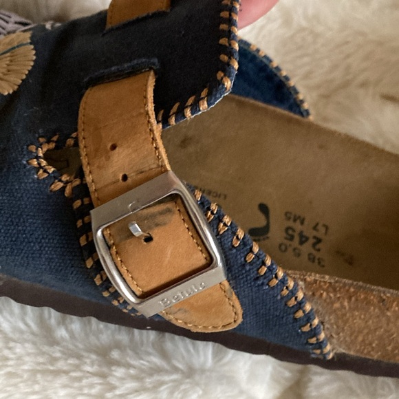 Blue floral embroidered Birkenstock clogs 38 - Picture 8 of 16